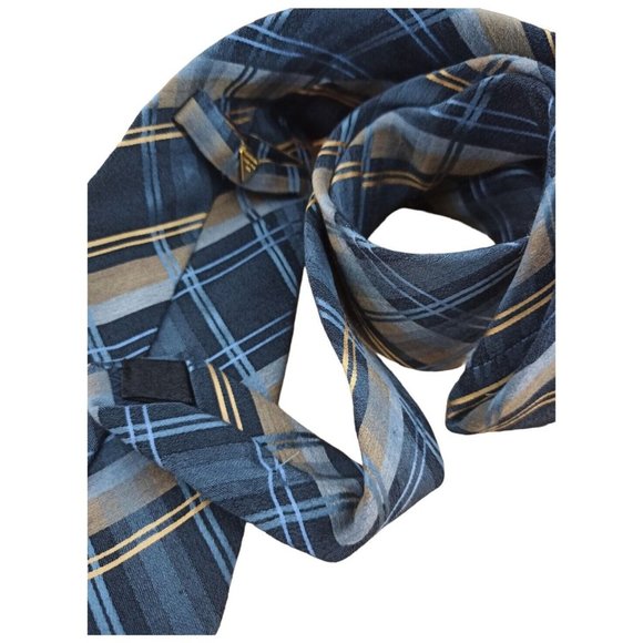 VITALIANO PANCALDI Blue Plaids & Checks Wool Tie ITALY 60"/ 4" EC - Picture 5 of 7